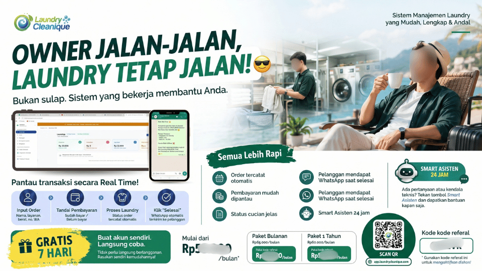 Aplikasi Kasir Laundry Cleanique membantu menutup celah teknis